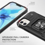 Wholesale Cube Style Armor Case with Rotating Ring Holder, Kickstand and Magnetic Car Mount Plate for iPhone 12 / 12 Pro 6.1 (Black)